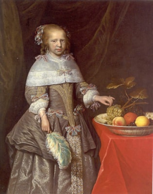 8-jarig meisje met fruitschaal