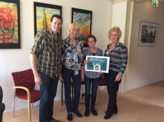 Dirk Oud (fractievoorzitter CDA Hoorn), Gery Beemster (medewerker Hospice) Ciska Jong (medewerker Hospice) en Anja Eskes (commissielid CDA Hoorn)