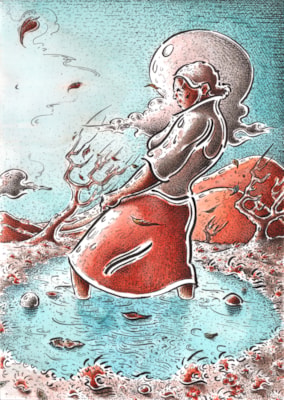 Vrouw in het water (S.Koenen, 2013)cs krant