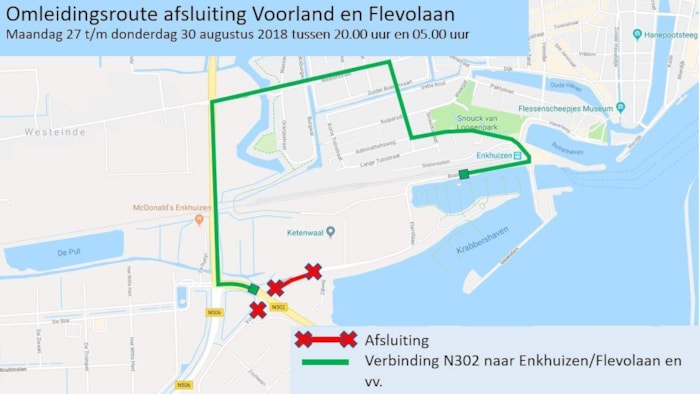 Omleidingskaart kruising bij Houtribdijk 2