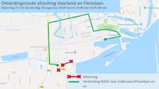 Omleidingskaart kruising bij Houtribdijk 2