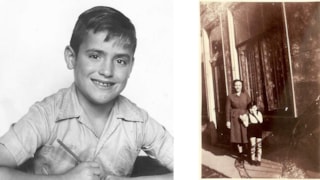 Hans Bouwens in de schoolbank en samen met zijn moeder