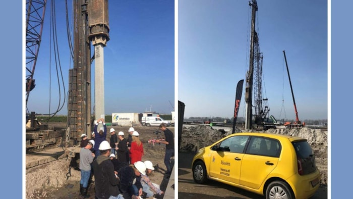 De eerste paal ceremonie met alle medewerkers van het bedrijf