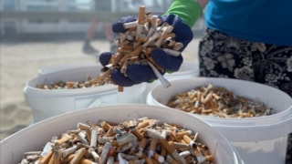 Peuken van het strand