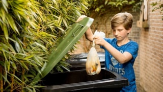 GFT bio-zakje in groene container