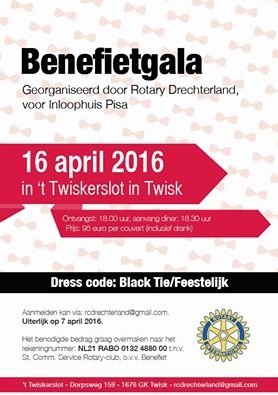 Rotaryclub Drechterland organiseert Benefietgala voor Inloophuis Pisa op 16 april!