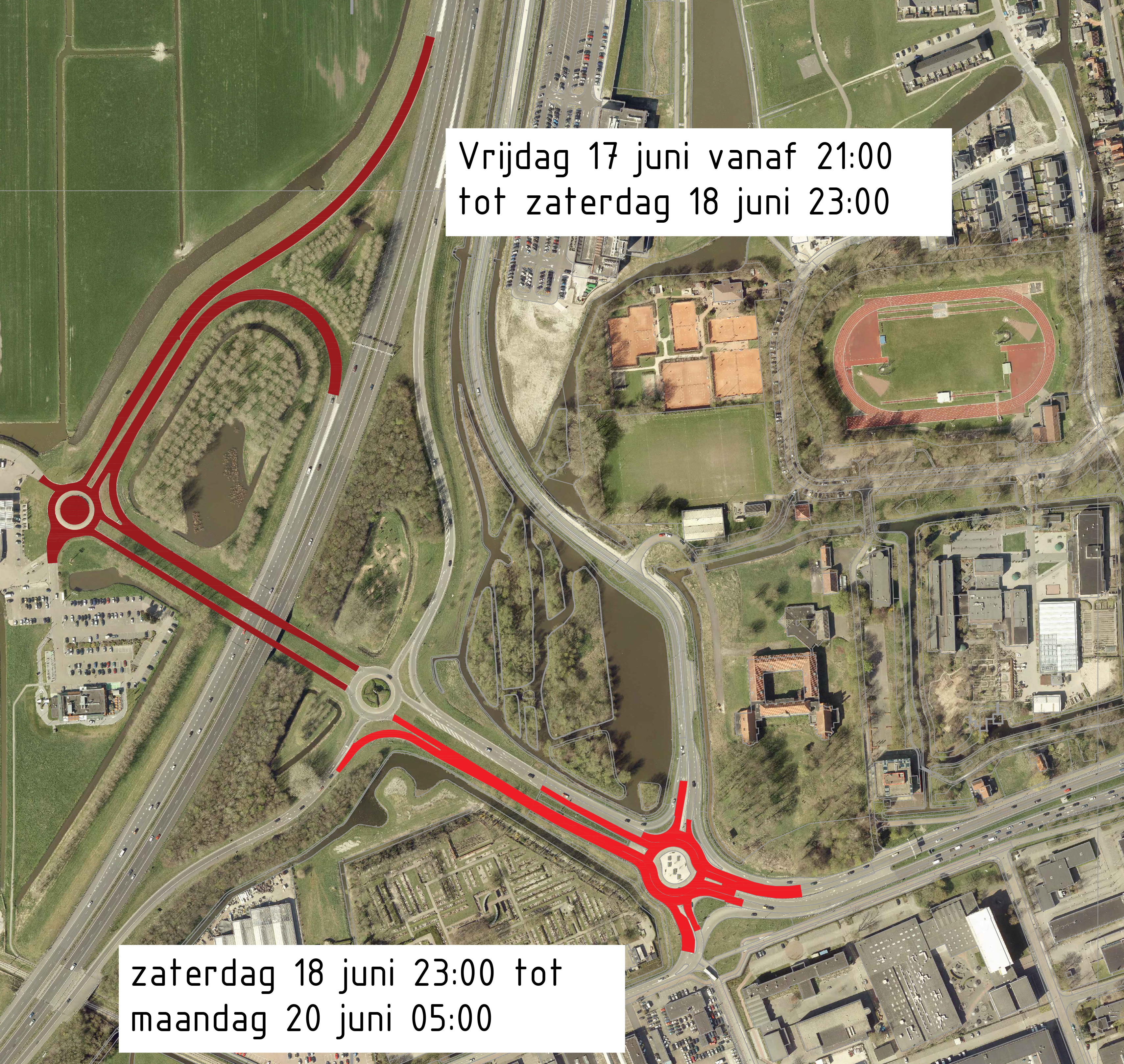 Asfaltonderhoud op rotondes Provincialeweg