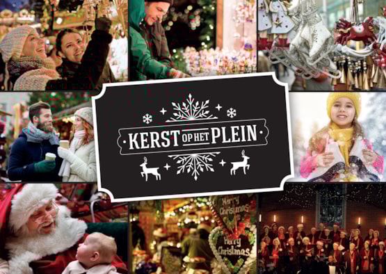 Ansichtkaart Kerst op het Plein A6 fc-1