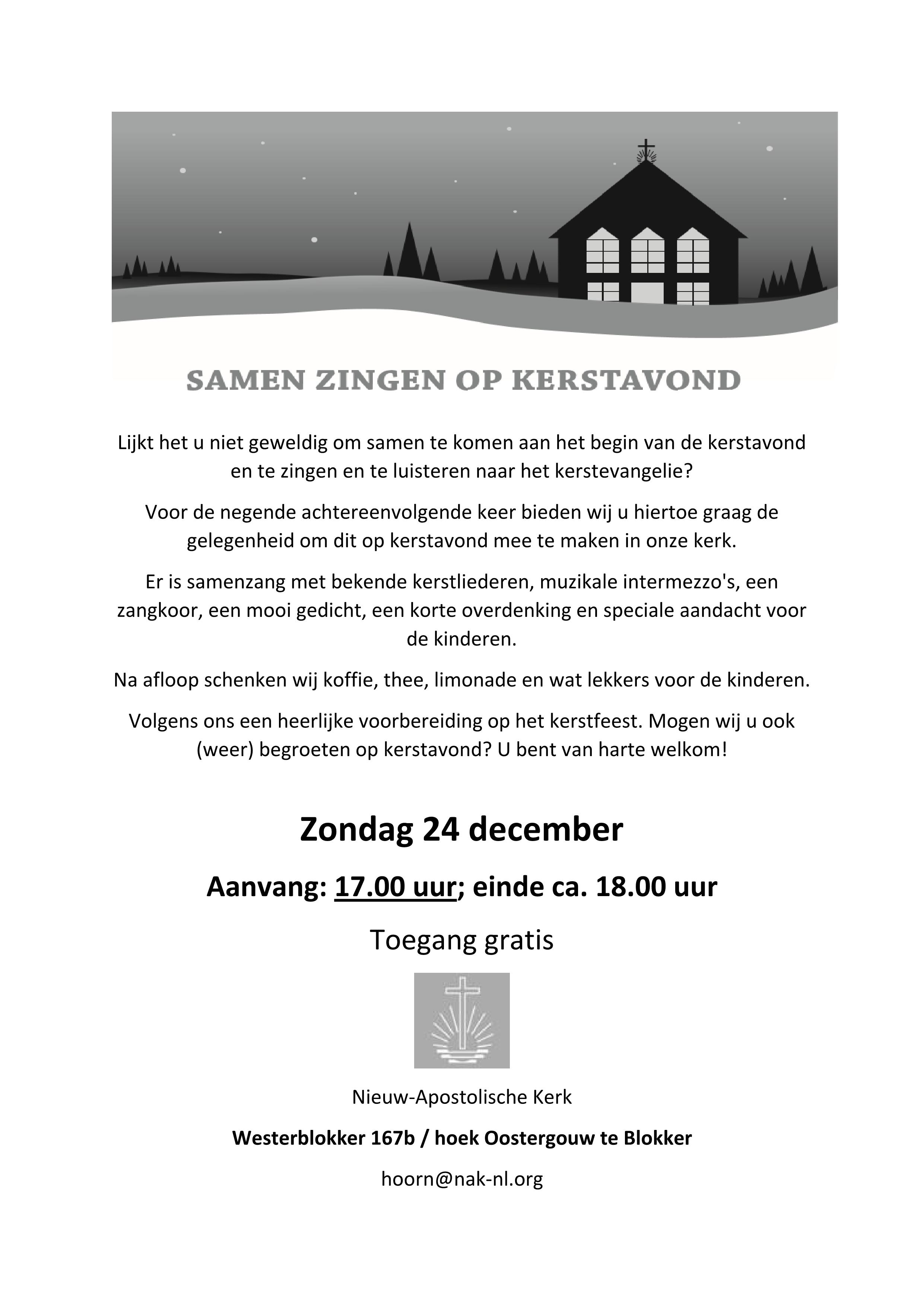Kerstavond in Nieuw-Apostolische Kerk te Blokker