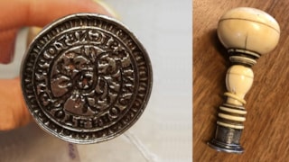 Zegelstempel met ivoren handgreep