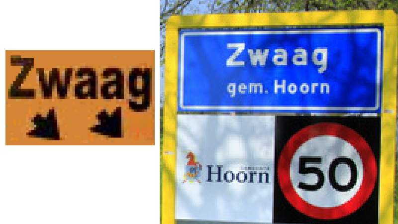 Tijdelijk bord afslag Zwaag langs Westfrisiaweg