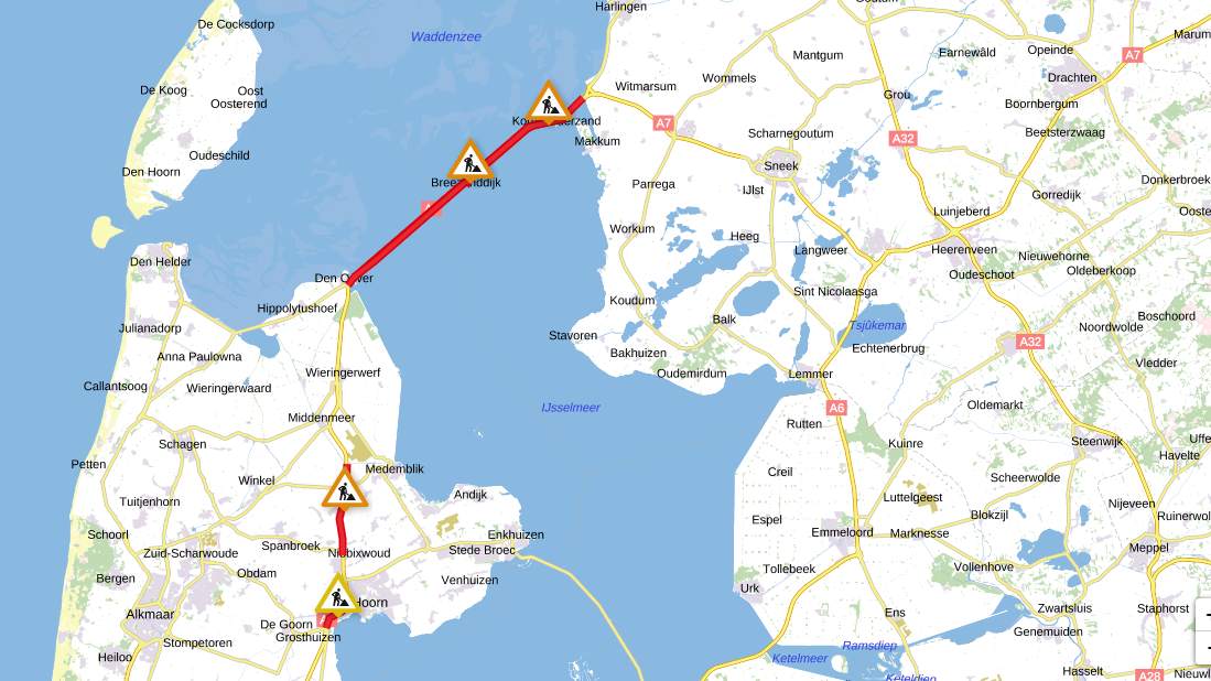 Wegafsluitingen A7 