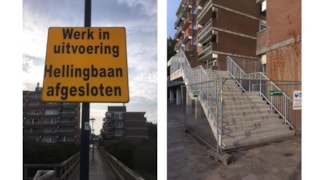 De trap die opengesteld kan worden