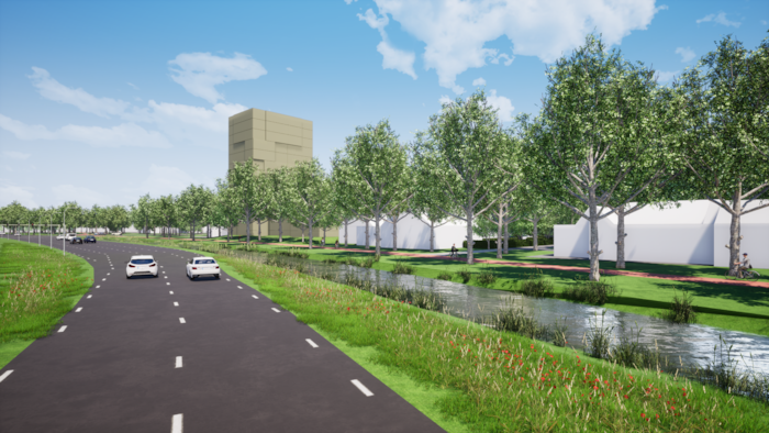 Nieuwe Steen 6 impressie vanaf provincialeweg richting A7