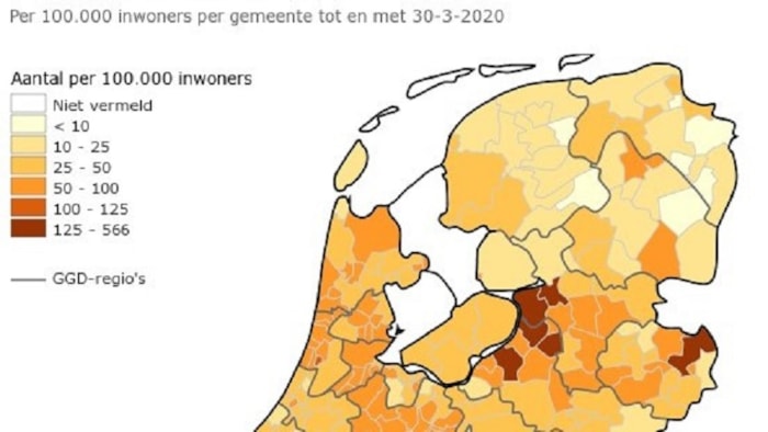 Coronabesmettingen NL per 30 maart 2020