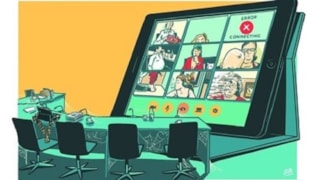 Digitale raadsvergadering tekening