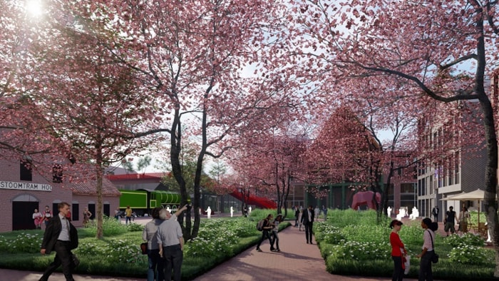 Nieuwe fruitbomenplein entree museumstoomtram