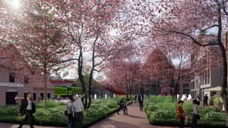 Nieuwe fruitbomenplein entree museumstoomtram