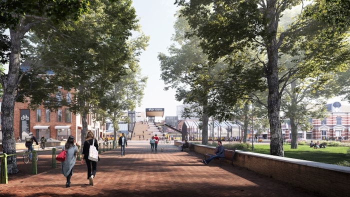 Poort van Hoorn stationsplein zuid vanaf binnenstad