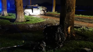 Auto tegen boom in Westwoud 3