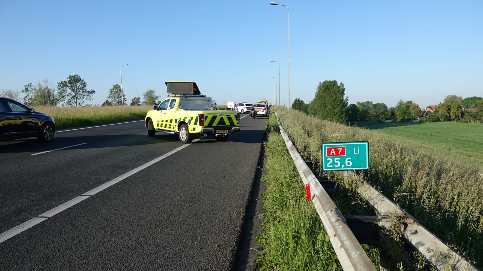 Lange file op A7 door ongeluk