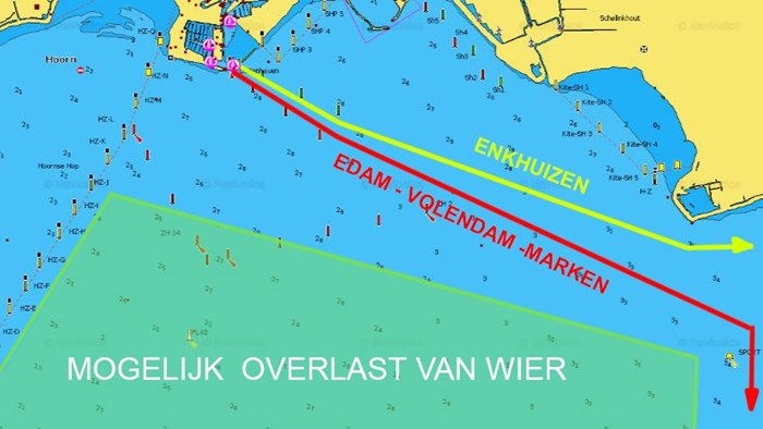 Overzicht vaarroute