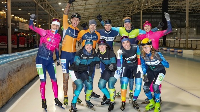 De Westfriese marathonschaatsers zijn klaar voor hun thuiswedstrijd in Hoorn - Foto Neeke Smit