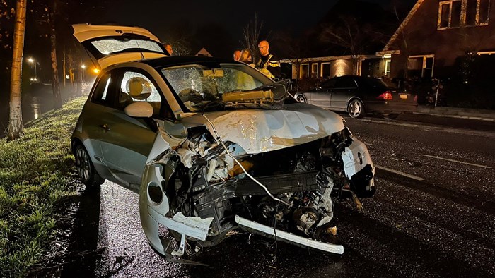Auto tegen boom in Oosterblokker