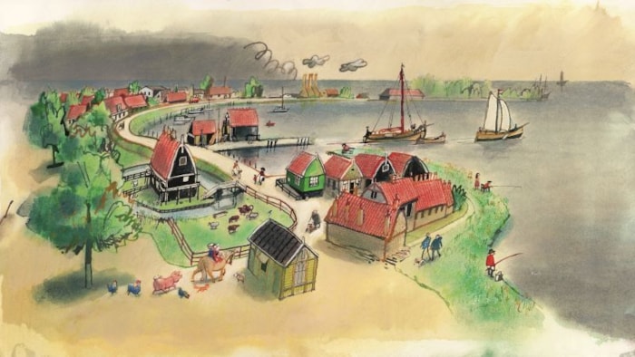 Tekening uit Boer Boris en het bootje_Tekening door Philip Hopman