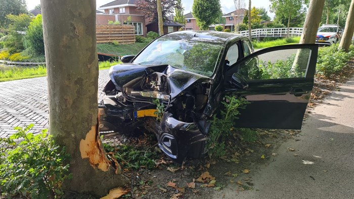 Auto tegen boom in Midwoud