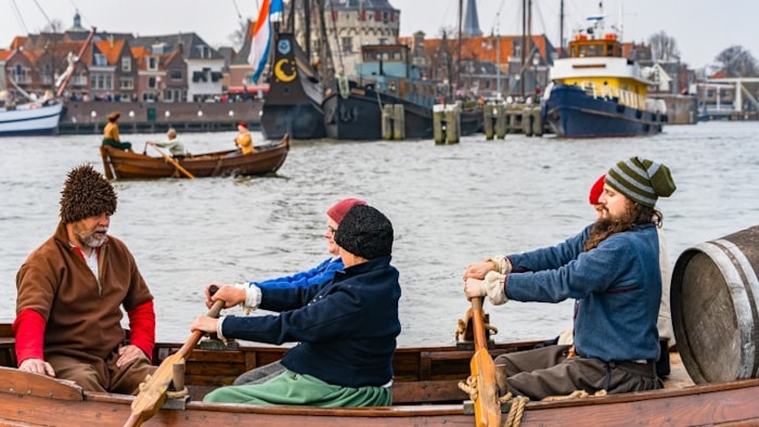 Slag op de Zuiderzee roeiboot