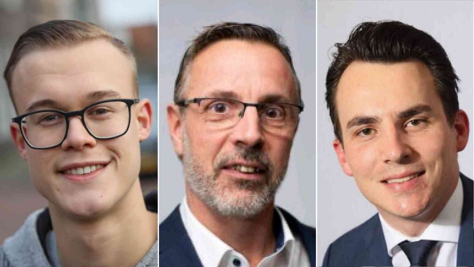 Gasten bij Radio Actueel: raadsleden Renzo van Houten (FT), André van Beusekom (ÉH) en Mitchel Sluis (VVD)