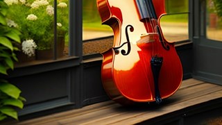 Contrabass on display in greenhouse (2)