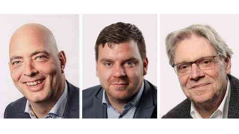 Gasten in Radio Actueel: raadsleden Jeroen van der Veer (SH), Rob Droste (VVD) en Roger Tonnaer (FT)